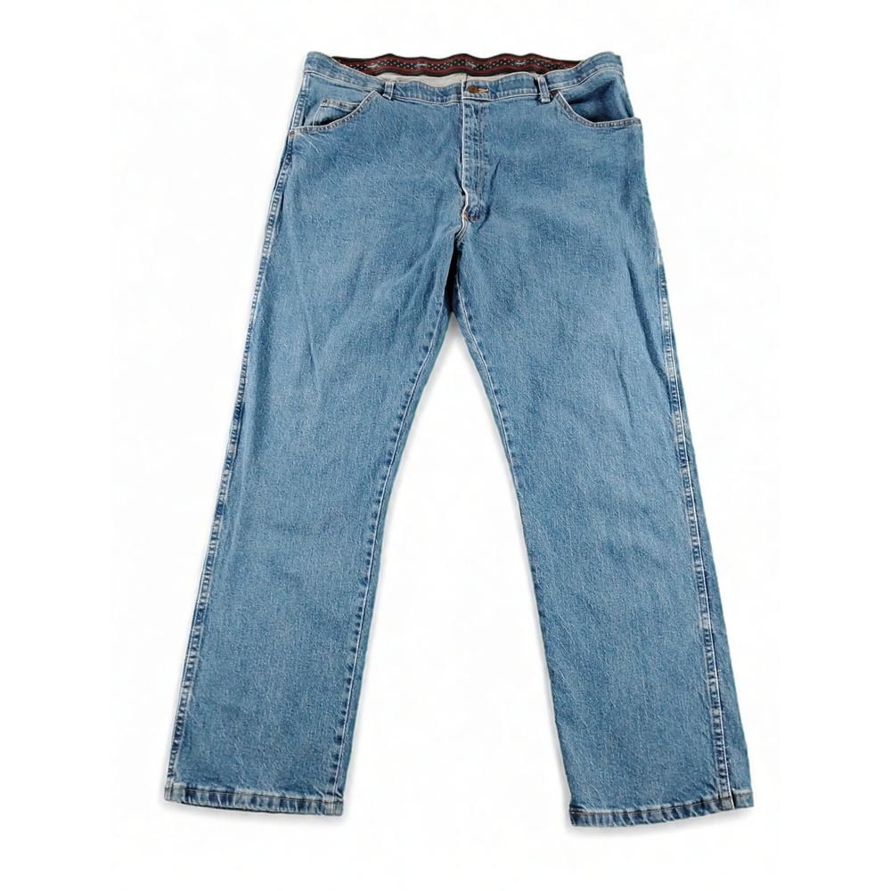Wrangler Regular Fit Jeans Mens 44x32 5-Pocket Denim Pants Stretch Medium Wash